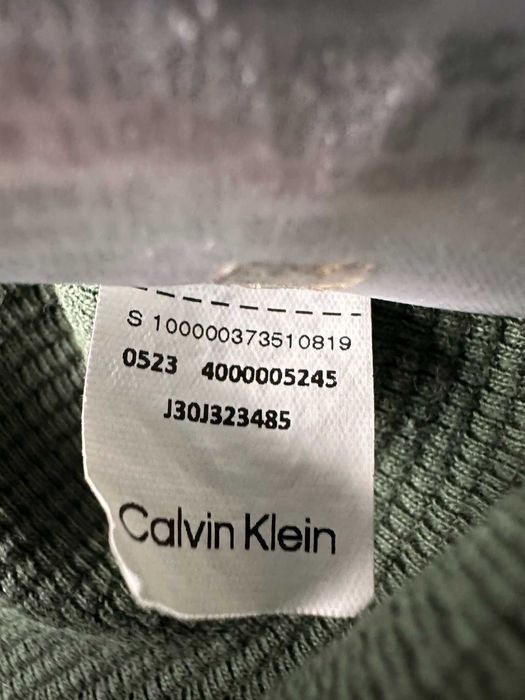 Calvin Klein Jeans – męska bluza waflowa khaki zielona – rozmiar L