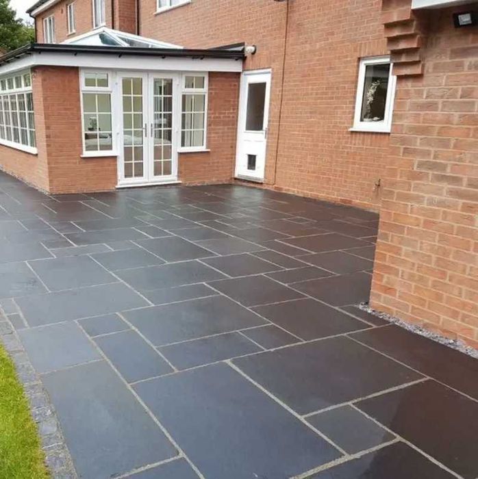 Płytki wapień Black Limestone antyk i bębnowane komplet taras