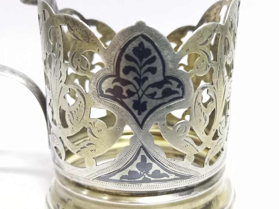 Podstakannik, uchwyt do szklanki, srebro 875, Rosja