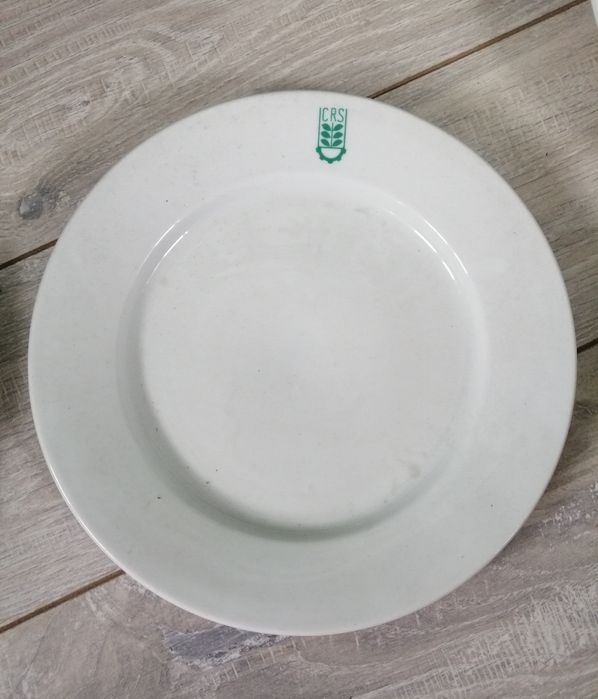 Talerz płaski LUBIANA, biały CRS,, Vintage, PRL