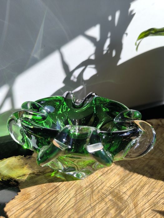 Cinzeiro verde em cristal Murano