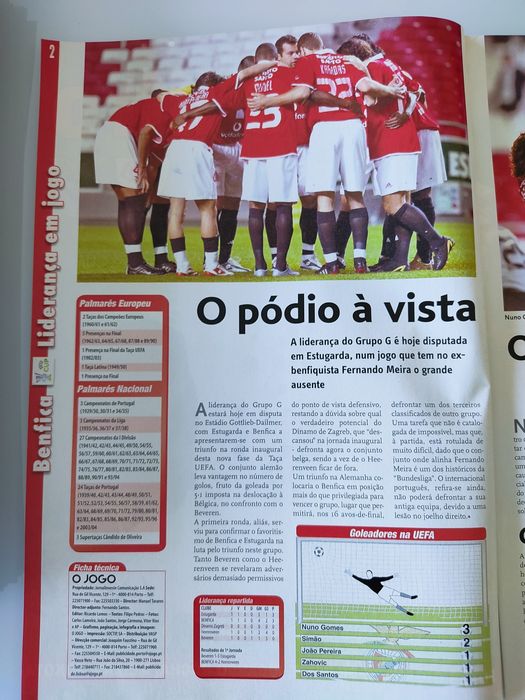 Programa Estugarda Benfica UEFA 2004/2005