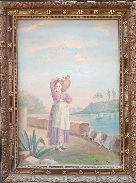 Conjunto de 4 Pinturas Italianas Antigas - Óleo sobre Zinco - G.M. Bova