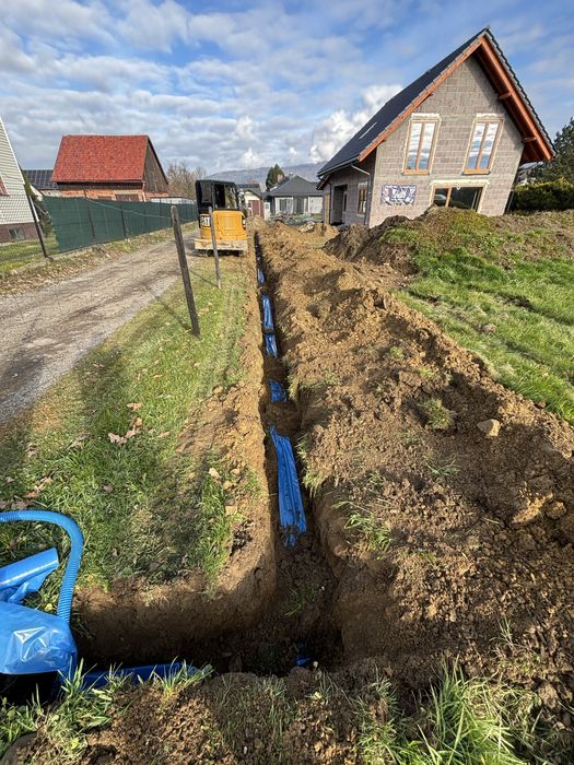 Przyłącza kan Roboty ziemne koparka niewalcja wykop zasypka utwardzeni