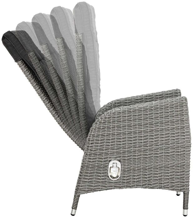 Fotel ogrodowyKonifera Brisbane technorattan szary, regulowane oparcie