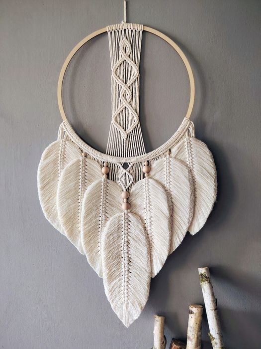 Łapacz Snów Dreamcatcher puszysty Rustykalny dom Makrama