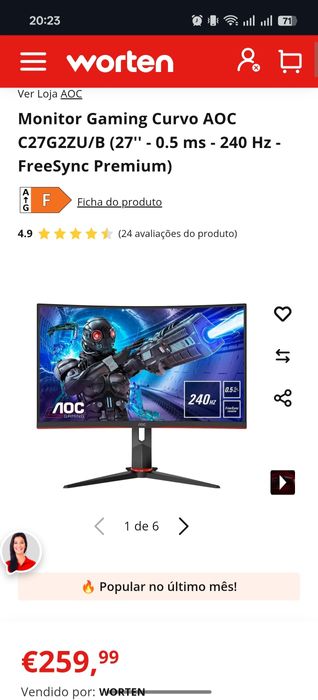 Monitor Aoc 27' 0.5ms