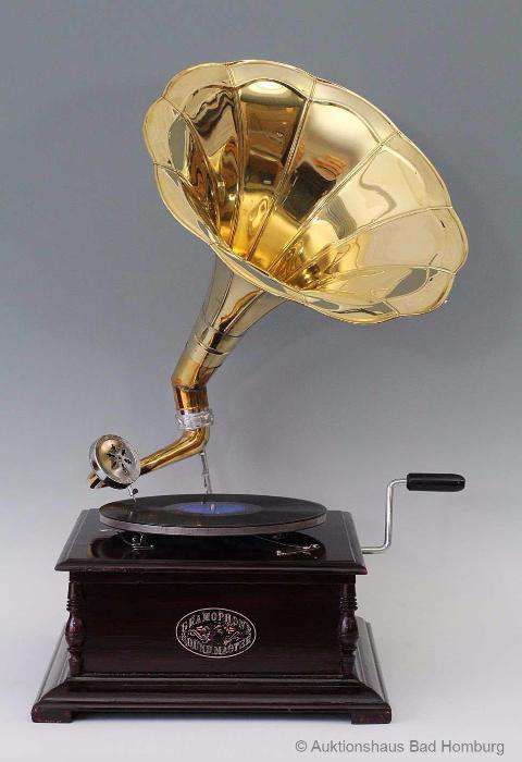 NOVAS Grafonola gramofone gramofono phonografo com campanola