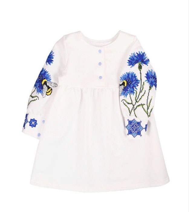 Вишита сукня із квітами волошками, плаття для дівчинки