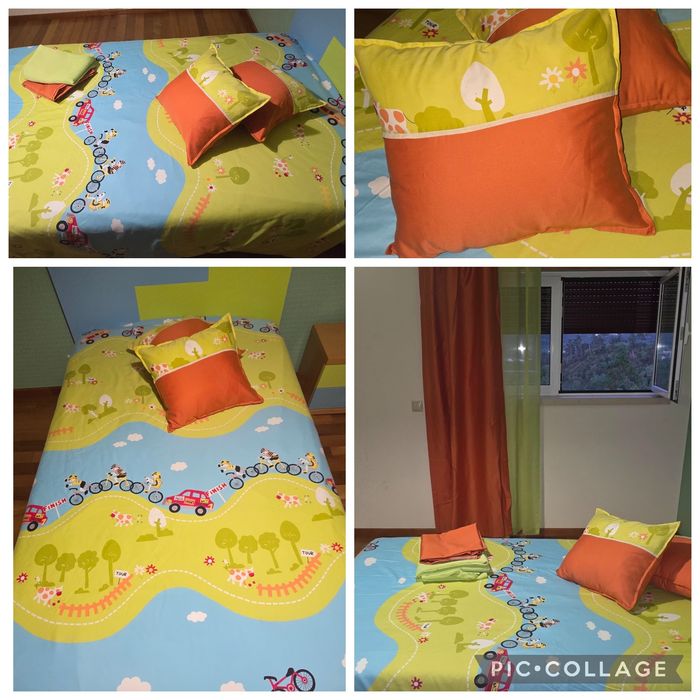 Conjunto de edredão e cortinado