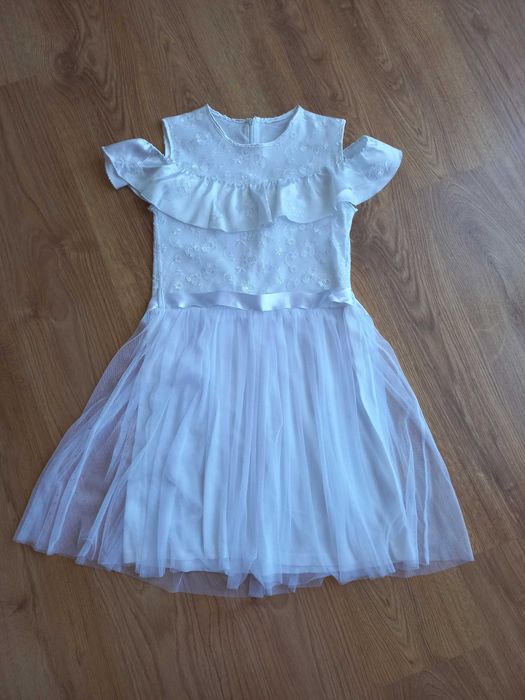 Sukienka biała elegancka Komunia Wesele 158