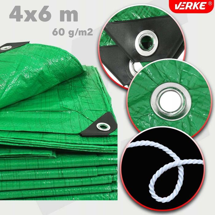 Plandeka płachta ochronna PE 4x6m 60g NA SAMOCHÓD MOCNA UNIWERSALNA
