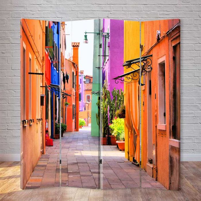 Ширма 180х160см натуральное дерево в сложенном - 180х40см 7 цветов