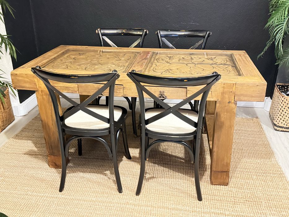 mesa refeições jantar cozinha sala secretaria ilha aparador mexicana talha rustica