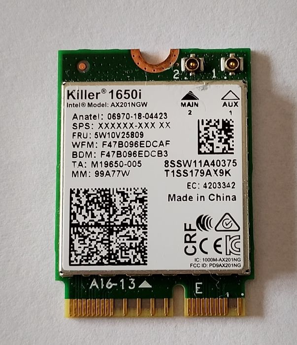 Intel Killer 1650i WiFi 6 + Bluetooth (AX201)