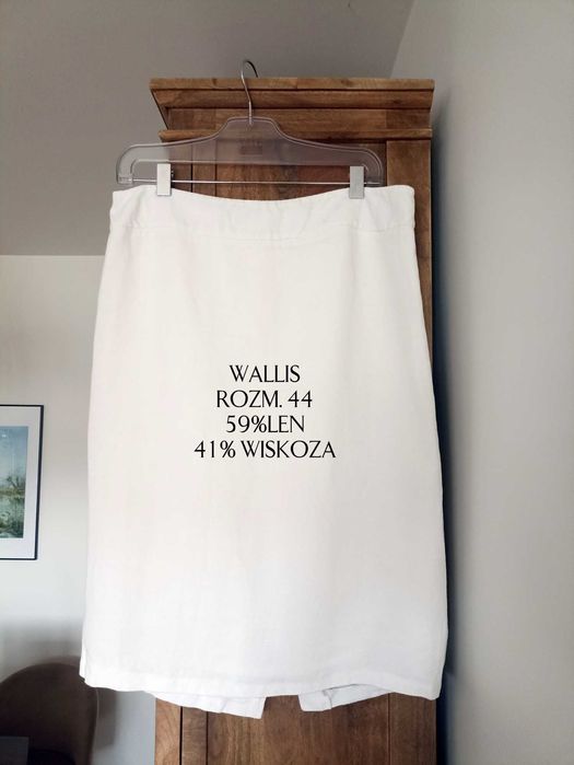 Klasyczna biała ołówkowa spódnica z lnem Wallis