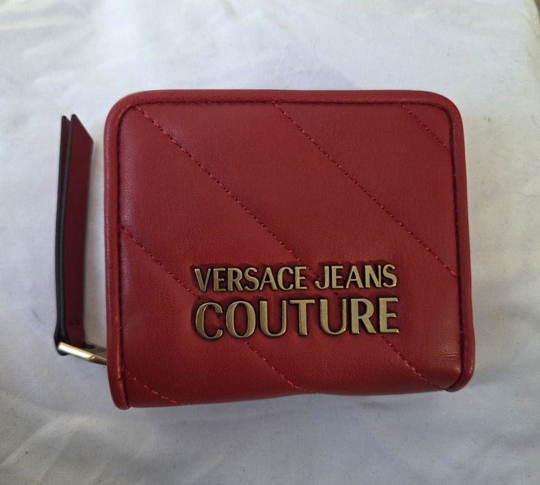 Czerwony mały NOWY portfel Versace Jeans Couture z zamkiem