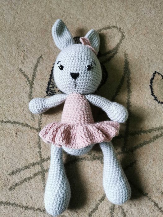 32cm króliczka, maskotka, przytulanka, handmade, na szydełku