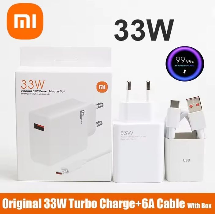 Carregador de telemóvel Xiaomi + cabo USB C Baseus