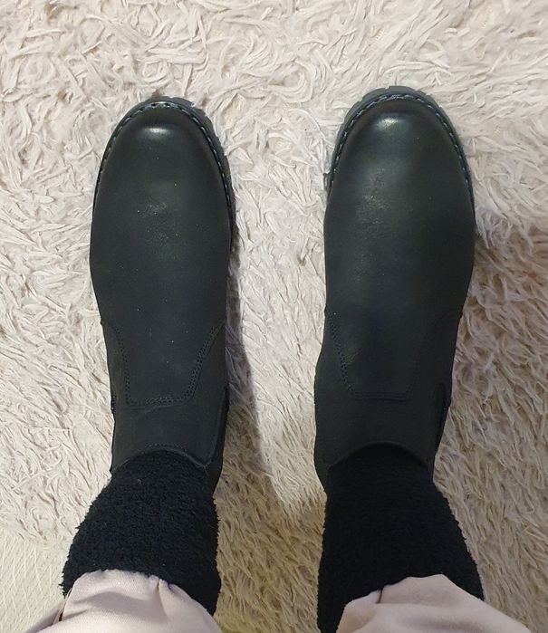 Kornecki botki wsuwane damskie skóra nubukowa roz.36