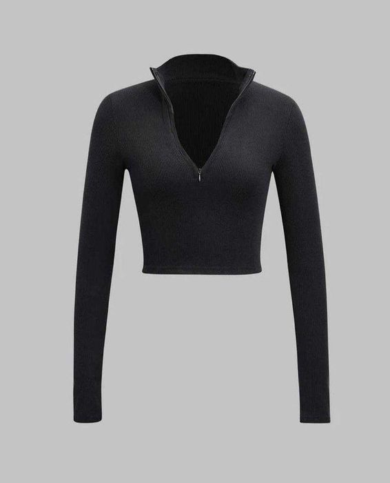 Жіночий лонгслів на змійці лонг з блискавкою укорочений топ гольфик