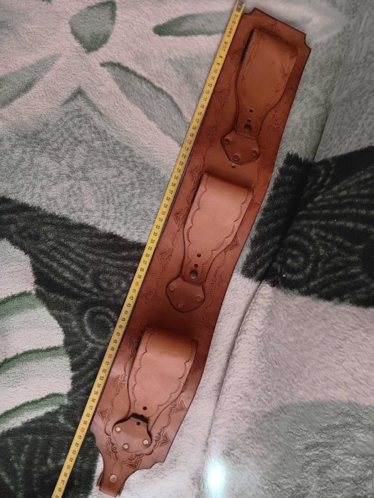 pas góralski skóra niekompletny szerokość ok 11 cm vintage