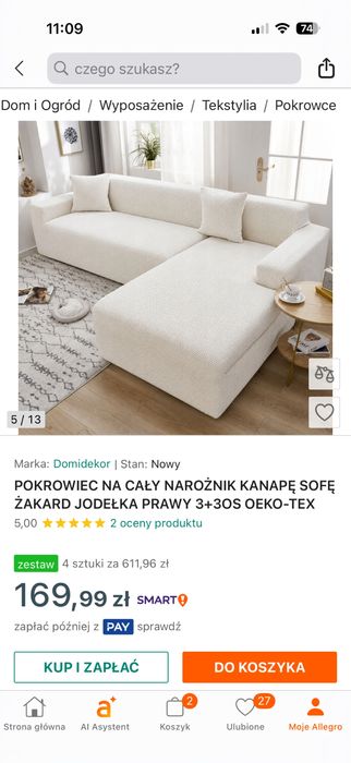 Pokrowiec na kanapę narożną