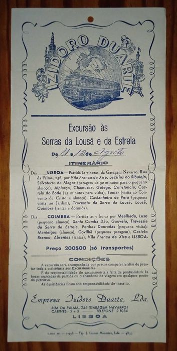 Antigo Prospeto da Empreza Izidoro Duarte