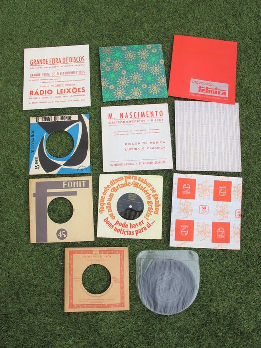 Vintage Single Vinyl Record Sleeve Collection with Advertising