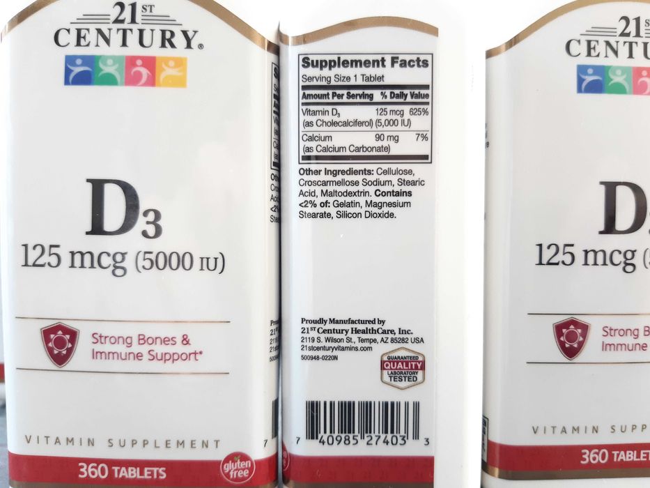 21st Century, Vitamin D3 5000 МЕ (360 таб.), витамин D3
