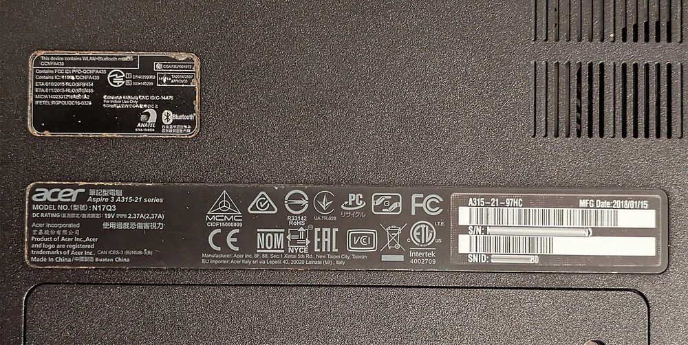 Ноутбук 2 ядра 3.0-3.6 ГГц ACER A3 A315-21-97HC N17Q3 2018 року