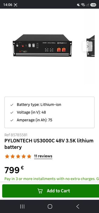 Pylontech US3000C lithium battery