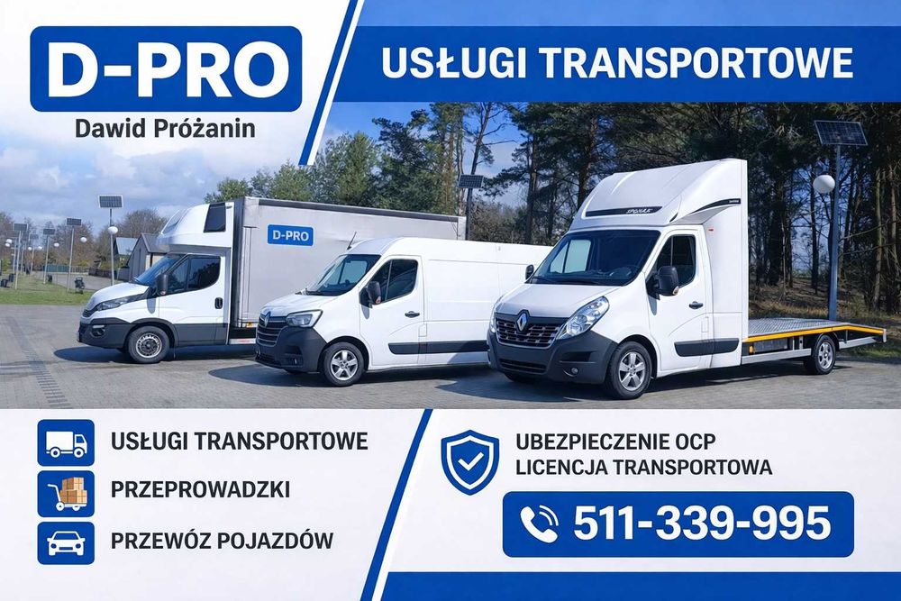 Usługi transportowe, przeprowadzki, przewóz towarów i pojazdów