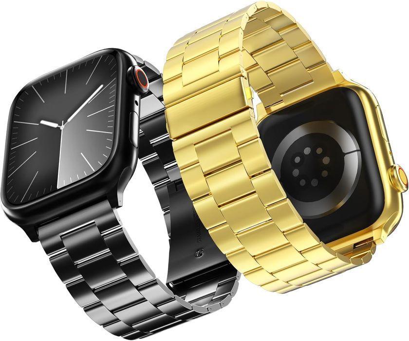 Pasek do Apple Watch Stal Regulowany 42-49 mm Czarny Złoty 2 szt