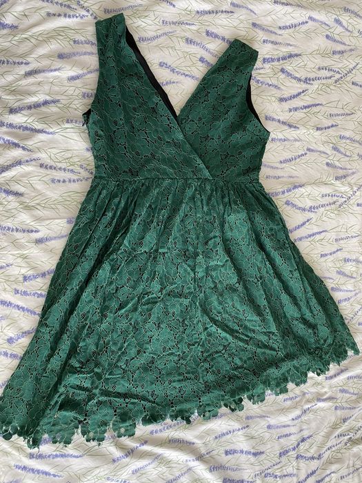 Vestido renda verde Zara