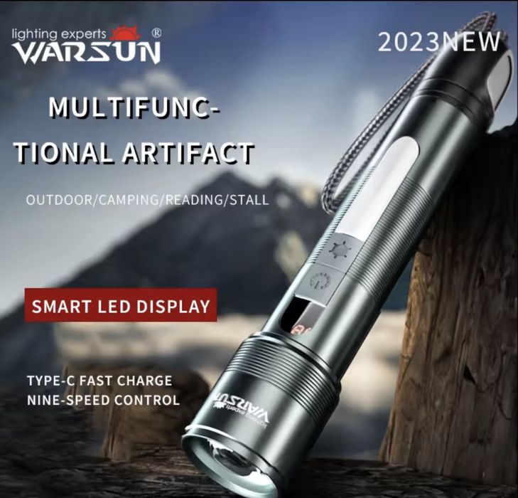 WARSUN 1000 лм фонарик метал павербвнк
