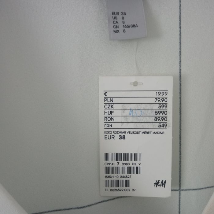 Bluzka damska, biała w czerna nieregularna  krate