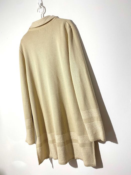 długi sweter rozpinany kardigan PRL lata 80 po babci beż luźny oversiz