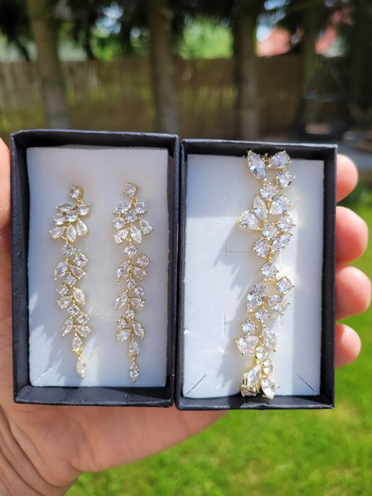 Komplet biżuterii bransoletka I kolczyki biżuteria ślubna prezent