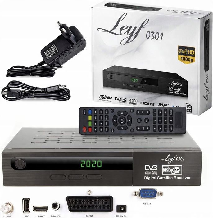 outlet tuner leyf leyf0301 dvb-s2 + kabel hdmi usb scart (euro)