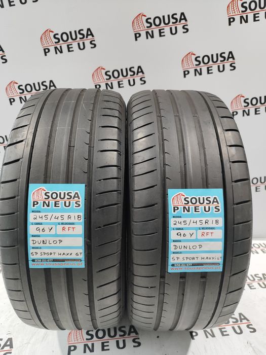 2 pneus semi novos 245-45R18 Dunlop RFT - Oferta dos Portes