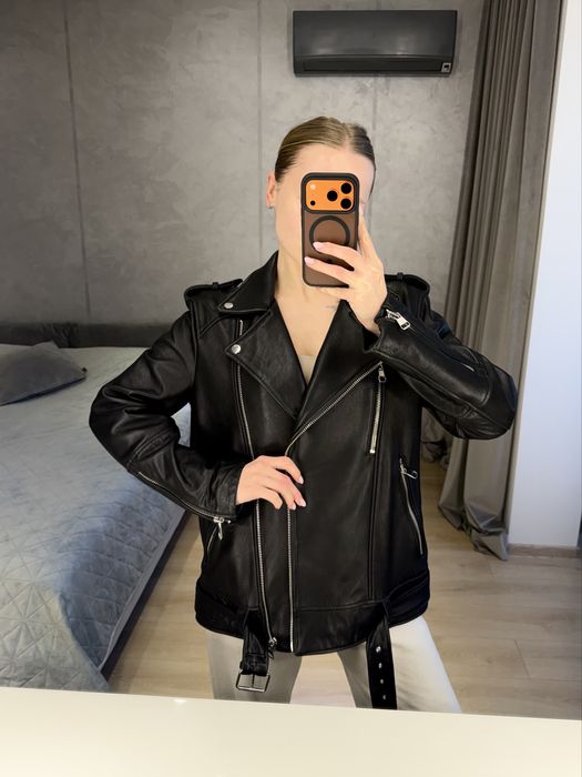 Стильна косуха з НАТУРАЛЬНОЇ шкіри під вінтаж ZARA