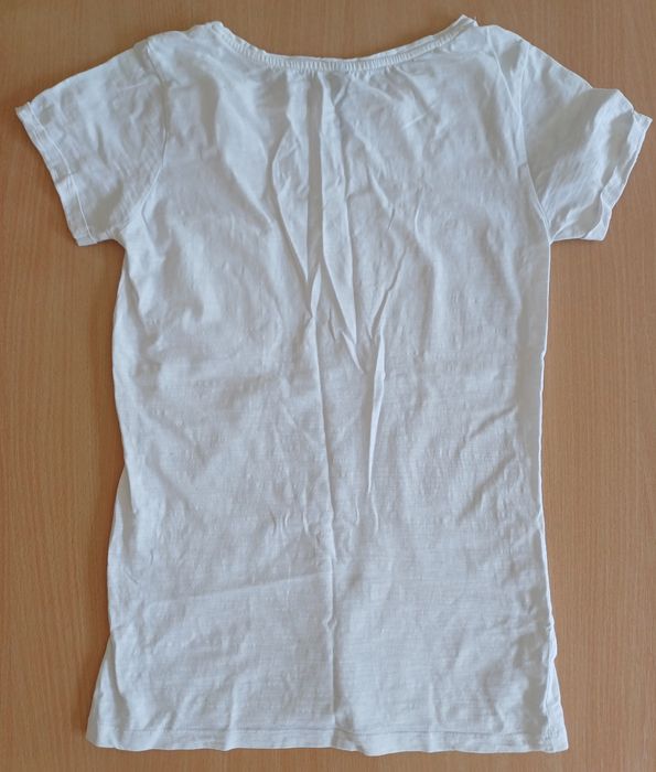 Koszulka t-shirt XS bluzka biała z kieszonką w napy z Sinsay