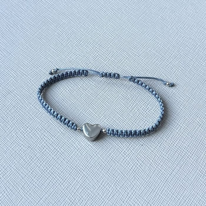 Bransoletka srebrne serce makrama