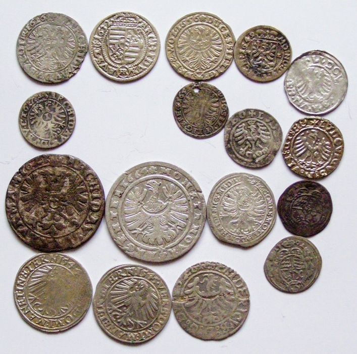Monety srebrne Śląsk  krajcary halerz 1521,1623,1624 ,1632,