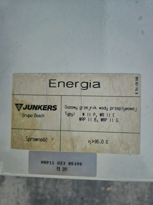 Piecyk gazowy Junkers WRP11