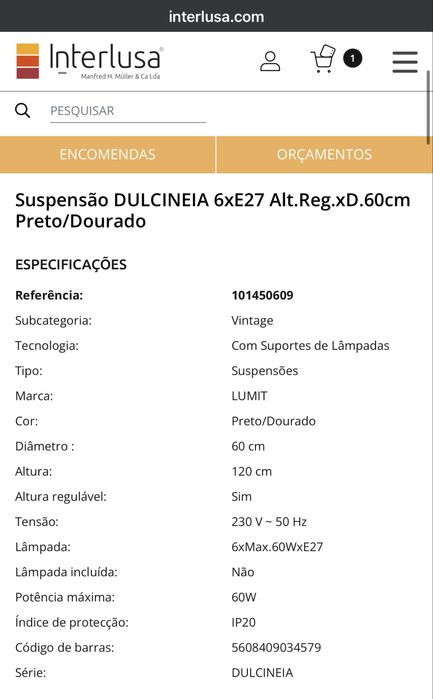 Candeeiro de sala com lampadas