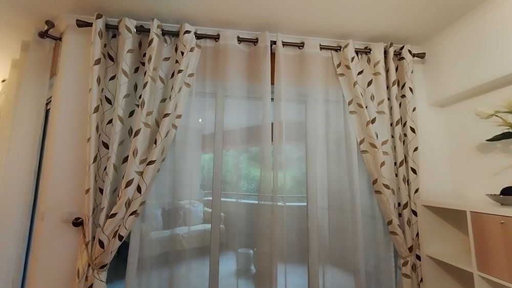 Conjunto de Cortinados Elegantes + Abraçadeiras com Cordão Decorativo