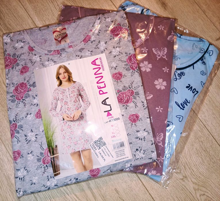 3 NOWE Koszule nocne L