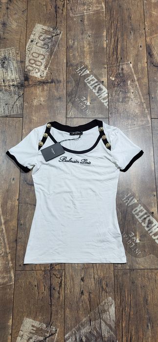 Cudowna biała bluzka damska balmain maselkowa S M